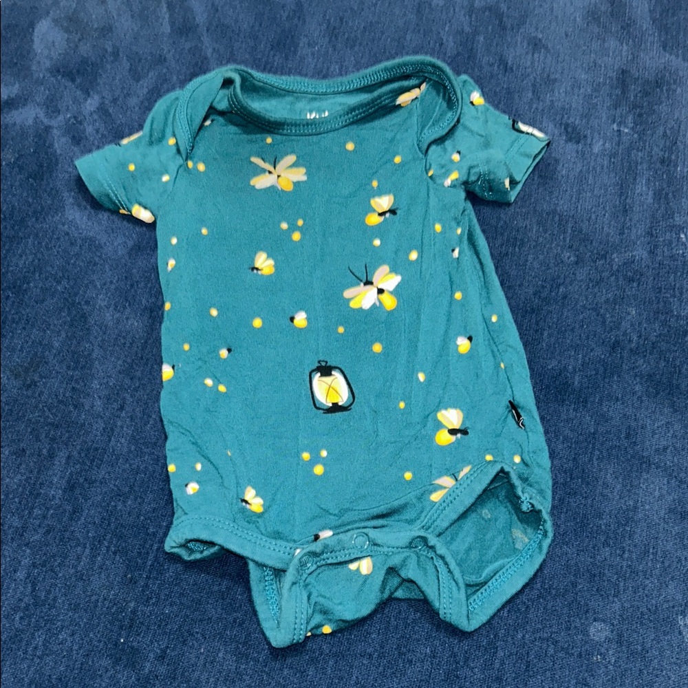 Kyte BABY Teal and Yellow Floral Bodysuit